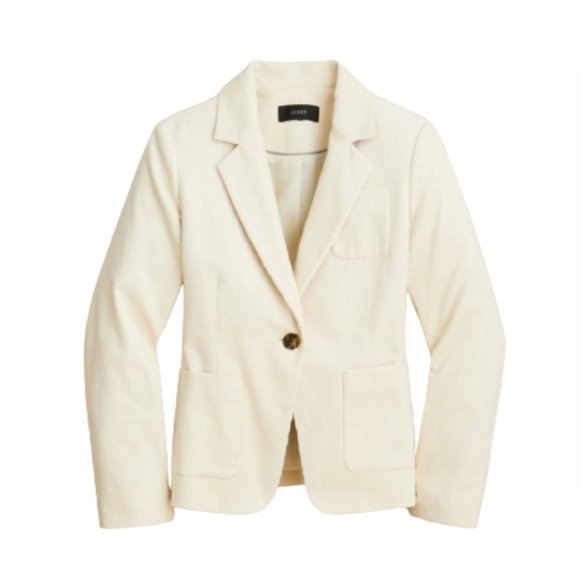 NWT JCrew Archie Corduroy Blazer Jacket Womens 2 Cream Ivory Patch Pocket BJ988 - Picture 1 of 12